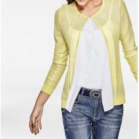 Designer-Cardigan, gelb-weiß