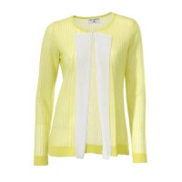 Designer-Cardigan, gelb-weiß