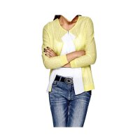 Designer-Cardigan, gelb-weiß