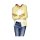 Designer-Cardigan, gelb-weiß