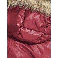 Down jacket with weave fur, cherry red