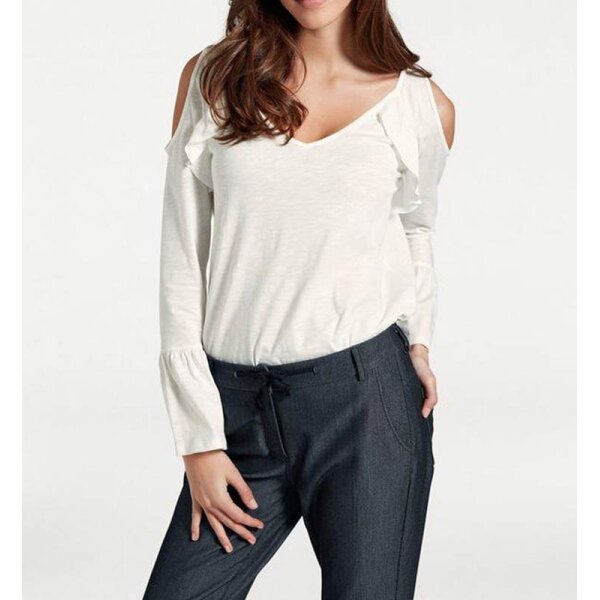 Flounce shirt, offwhite