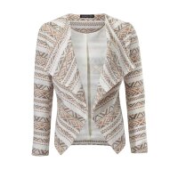 Designer-Strukturblazer, beige-weiß