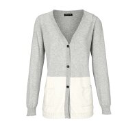 Designer-Kaschmir-Cardigan, grau-offwhite