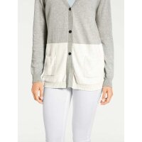 Designer-Kaschmir-Cardigan, grau-offwhite