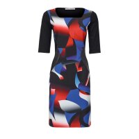 Designer-Etuikleid, schwarz-bunt
