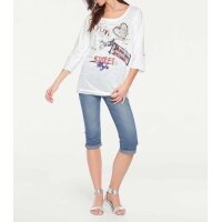 Shirt m. Pailletten, offwhite