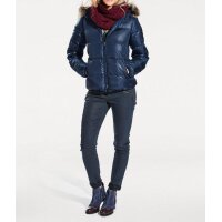 Daunenjacke m. Webpelz, blau