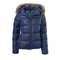 Daunenjacke m. Webpelz, blau