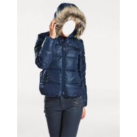 Daunenjacke m. Webpelz, blau