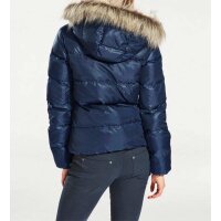 Daunenjacke m. Webpelz, blau