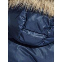 Daunenjacke m. Webpelz, blau