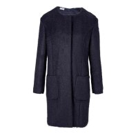 Designer-Mohair-Flauschmantel, blau