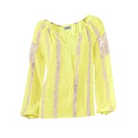 Chiffon-Spitzenbluse, gelb-creme