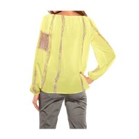 Chiffon lace blouse, yellow-cream