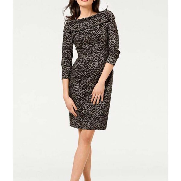 Designer-Jerseykleid, taupe-schwarz