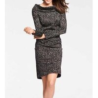 Designer-Jerseykleid, taupe-schwarz