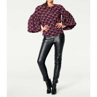 Designer-Druckbluse, schwarz-pink
