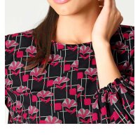 Designer-Druckbluse, schwarz-pink