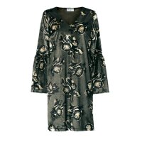 Velvet dress, khaki-multicolour