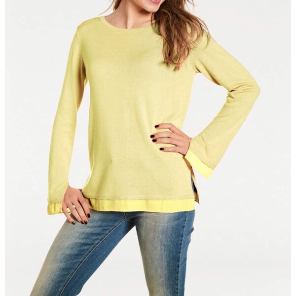 Designer-Pullover m. Chiffon, lemon