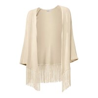 Designer-Strickjacke m. Fransen, creme