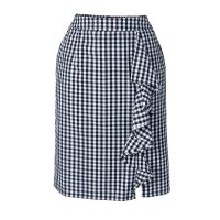 Pencil skirt with flounces, blue-white