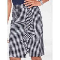 Pencil skirt with flounces, blue-white