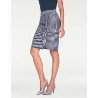 Pencil skirt with flounces, blue-white