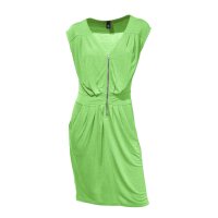 Dress with zipper and ruchings, green