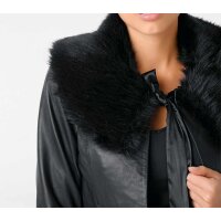 Lamb nappa leatherjacket with weave fur, black