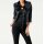Lamb nappa leatherjacket with weave fur, black