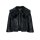 Lamb nappa leatherjacket with weave fur, black