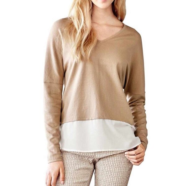 2-in-1-Feinstrickpullover, sand-creme