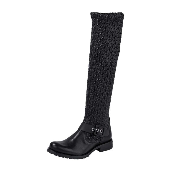 Marken-Leder-Stiefel, schwarz