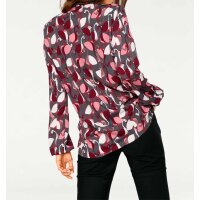 Designer-Druckbluse, grau-koralle