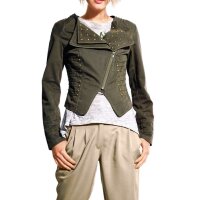 Bikerjacke m. Nieten, oliv