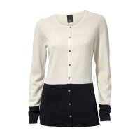 Kaschmir-Strickjacke, creme-schwarz