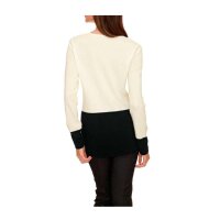 Kaschmir-Strickjacke, creme-schwarz