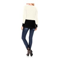 Kaschmir-Strickjacke, creme-schwarz