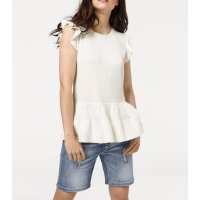 Volant-Strickpullover, ecru