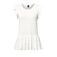 Volant-Strickpullover, ecru