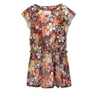 Volant-Chiffon-Druckbluse, bunt