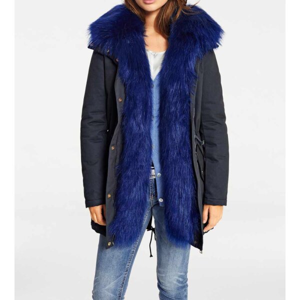2-in-1-Parka m. Webpelz+Weste, graublau