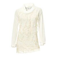 Nėriniuoti džersio marškiniai, ekru spalvos