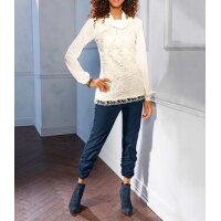 Designer-Spitzen-Jerseyshirt, ecru