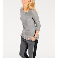 Fransenpullover, grau-melange