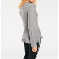 Fransenpullover, grau-melange