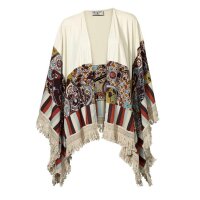 Designer-Patchworkponchojacke, bunt