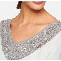 Designer-Batikbluse m. Spitze, bunt